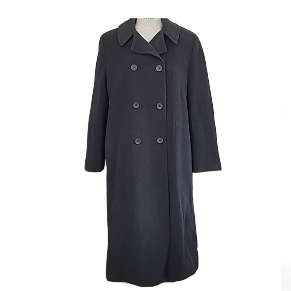 Vintage Saxton Hall Cashmere Wool Coat Made in Poland Gray Size 12P Old Money